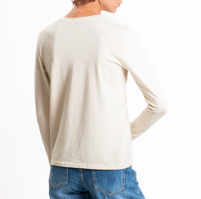Zeroassoluto-T-shirt girocollo cotone elasticizzato - burro