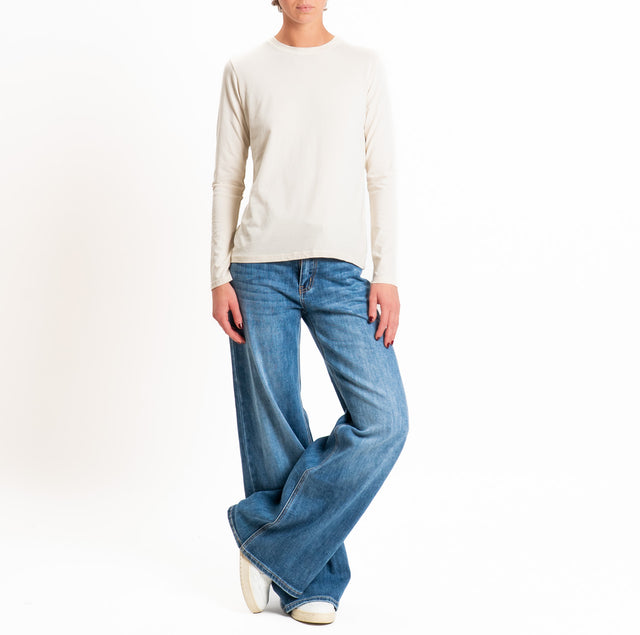 Zeroassoluto-T-shirt girocollo cotone elasticizzato - burro