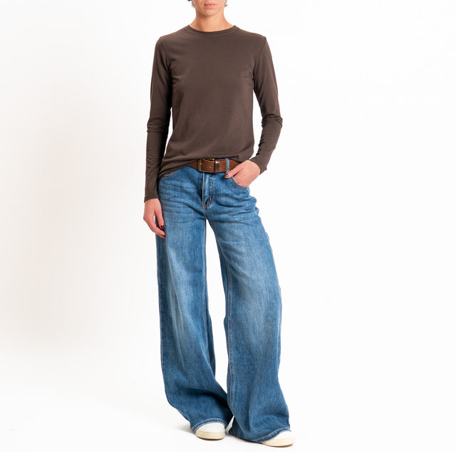 Zeroassoluto-T-shirt girocollo cotone elasticizzato - moro