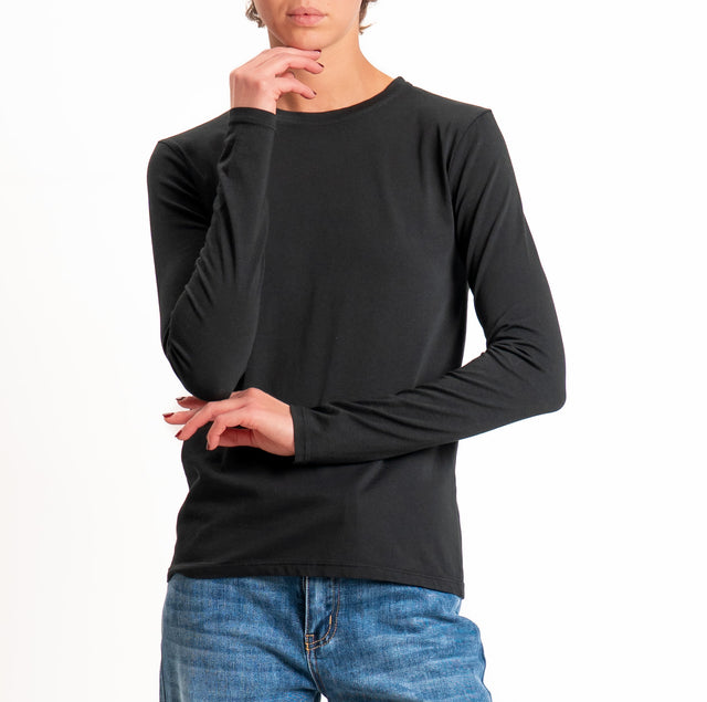 Zeroassoluto-T-shirt girocollo cotone elasticizzato - nero