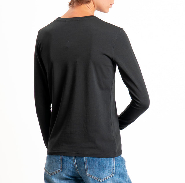 Zeroassoluto-T-shirt girocollo cotone elasticizzato - nero