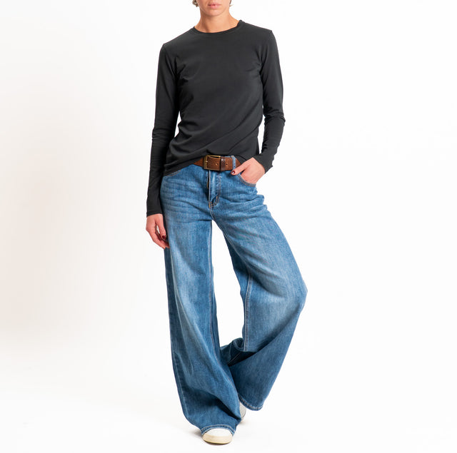 Zeroassoluto-T-shirt girocollo cotone elasticizzato - nero
