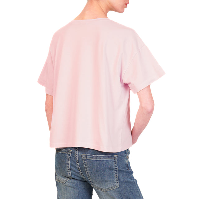 Zeroassoluto-T-shirt scatola cotone elasticizzato mezza manica - rosa