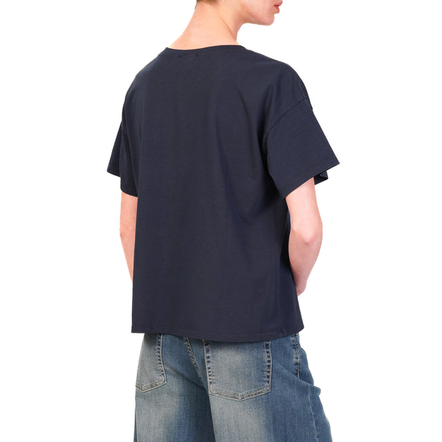 Zeroassoluto-T-shirt scatola mezza manica - blu