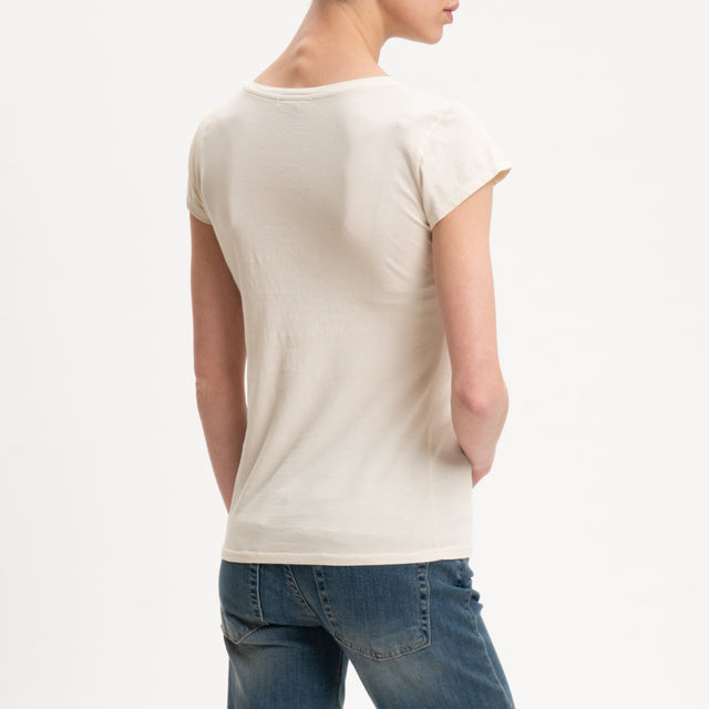 Zeroassoluto-T-shirt 100 % cotone mezza manica - burro