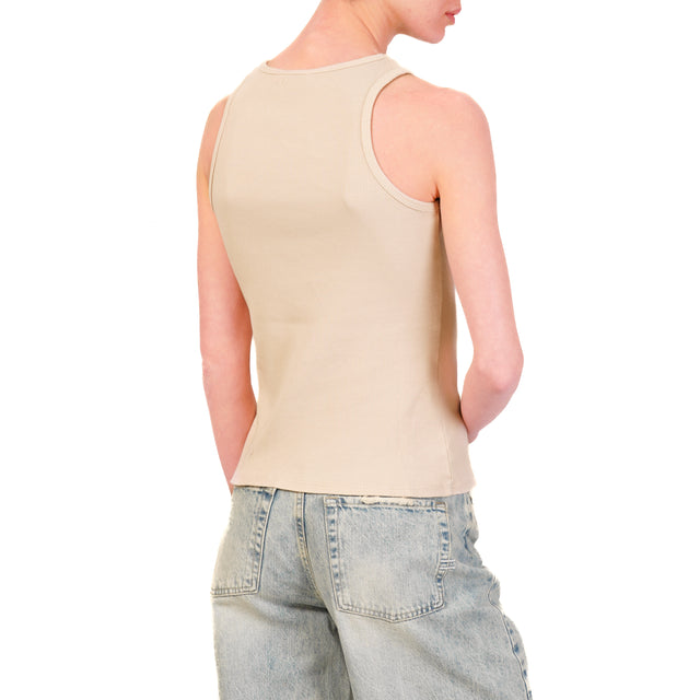 Top de espalda nadadora de algodón elástico acanalado Zeroassoluto - Beige