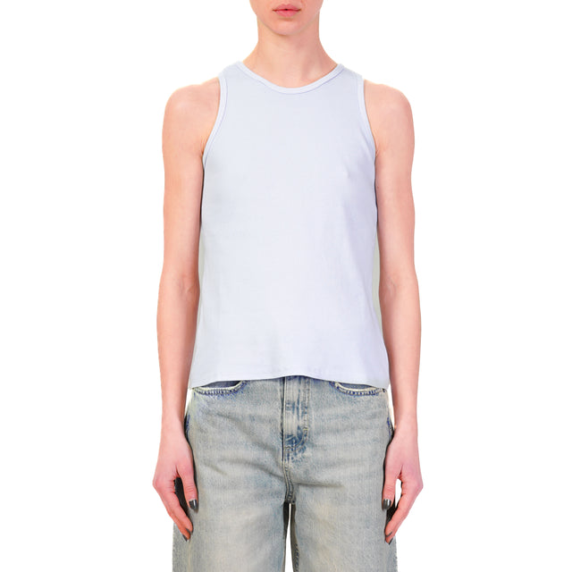 Zeroassoluto-Top vogatore a costine cotone elasticizzato - cielo