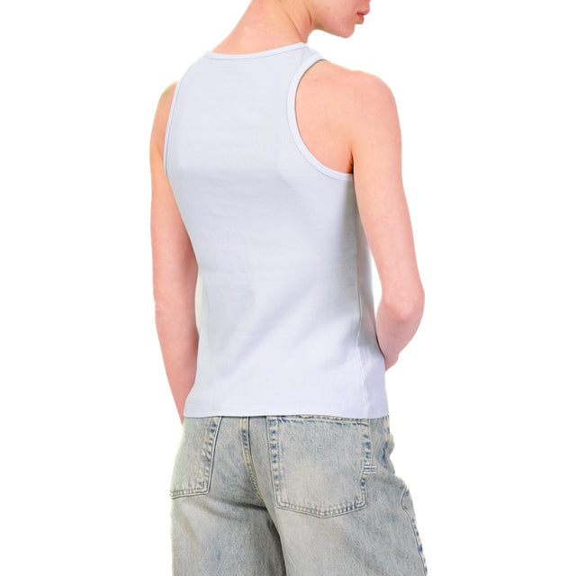 Zeroassoluto-Top vogatore a costine cotone elasticizzato - cielo