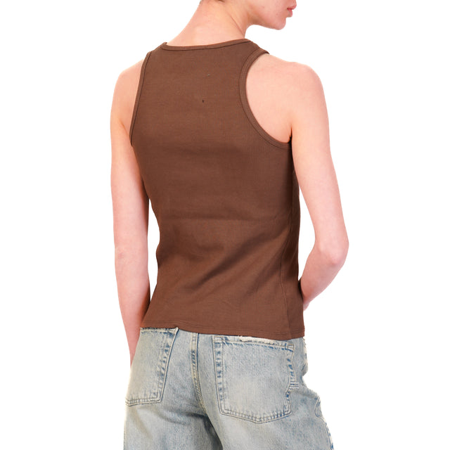 Zeroassoluto-Top vogatore a costine cotone elasticizzato - cioccolato