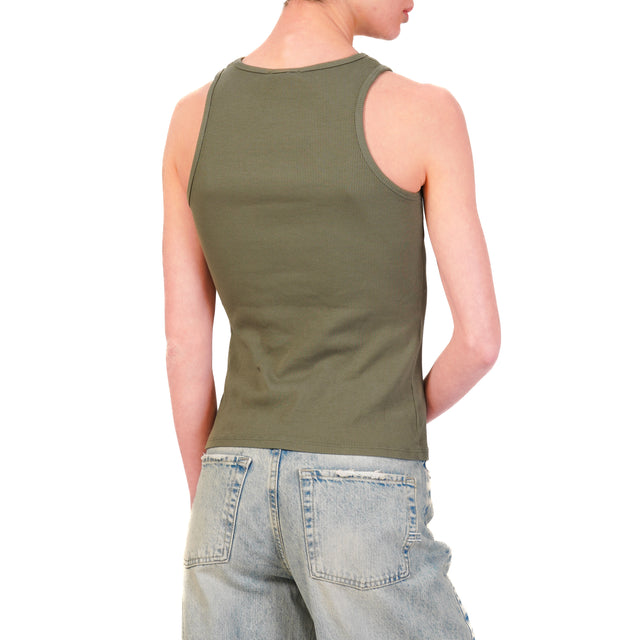 Zeroassoluto-Top vogatore a costine cotone elasticizzato - militare