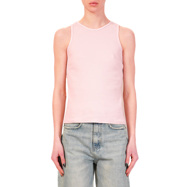 Zeroassoluto-Top vogatore a costine cotone elasticizzato - rosa