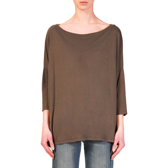 Zeroassoluto-T-shirt scatola over 100%LYOCELL FIBRA NATURALE - moro