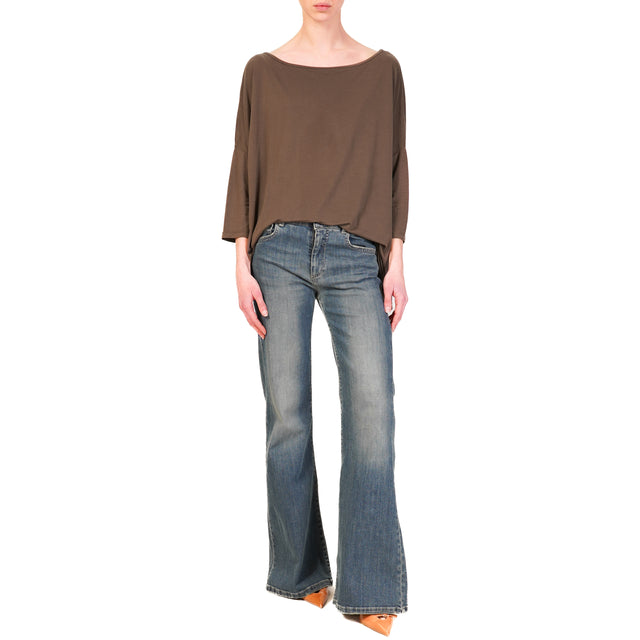 Zeroassoluto-T-shirt scatola over 100%LYOCELL FIBRA NATURALE - moro