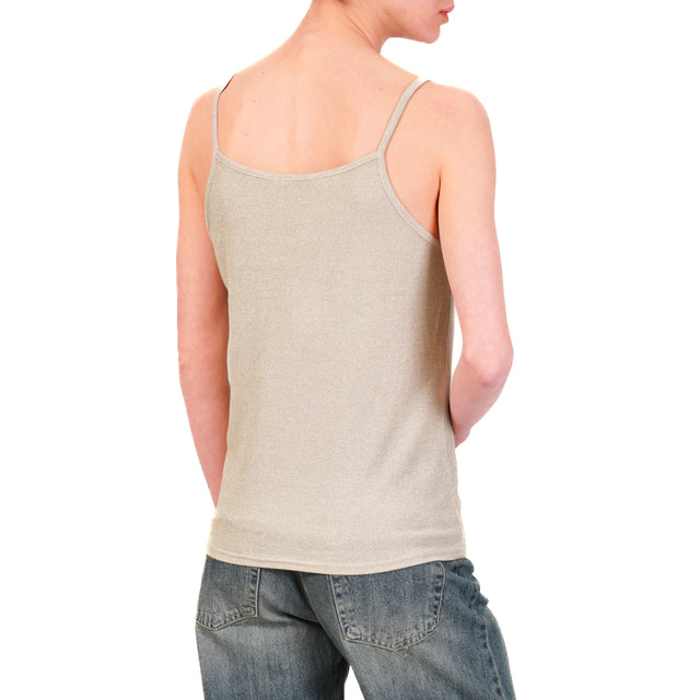 Zeroassoluto-Top lurex argento scollo a v - sand