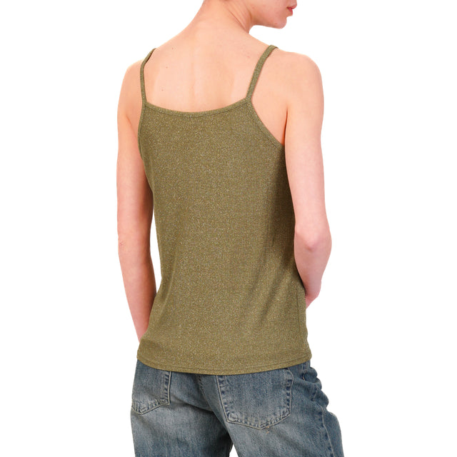 Zeroassoluto-Top lurex oro scollo v - militare