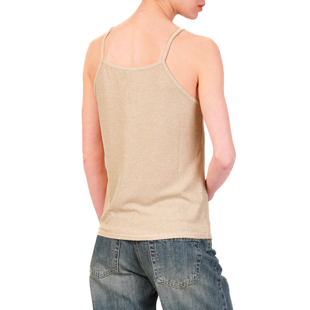 Zeroassoluto-Top lurex oro scollo v - oro/rosa