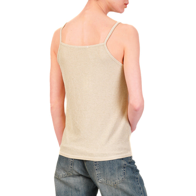 Zeroassoluto-Top lurex oro scollo v - sand
