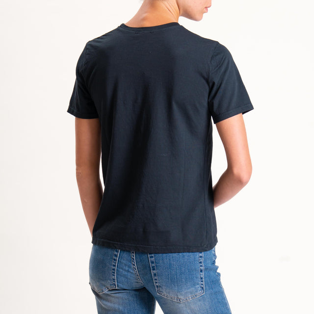 Zeroassoluto-T-shirt mezza manica girocollo - nero