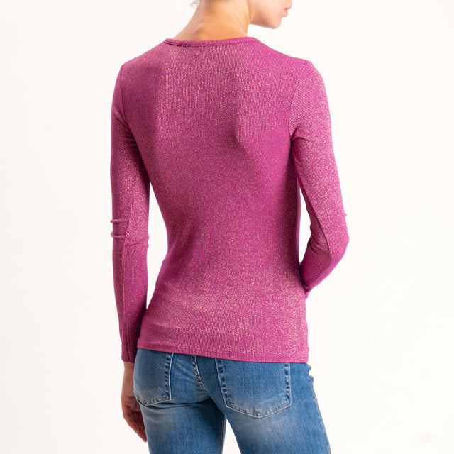 Zeroassoluto-T-shirt scollo v con lurex - ametista