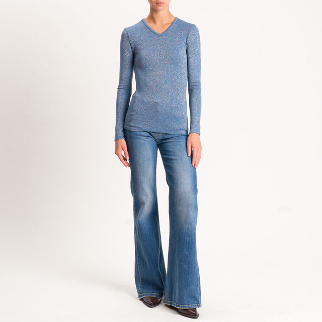 Zeroassoluto-T-shirt scollo v con lurex - avio