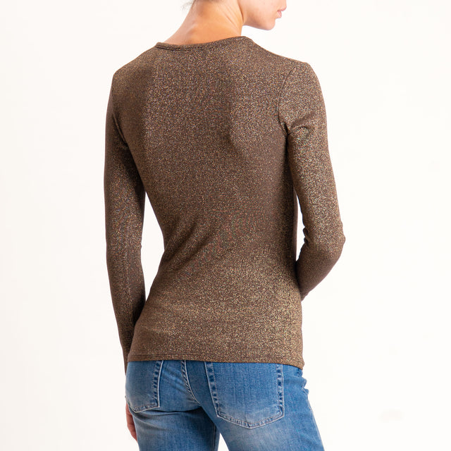 Zeroassoluto-T-shirt scollo v con lurex - moro