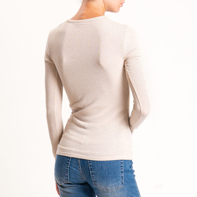 Zeroassoluto-T-shirt scollo v con lurex - oro