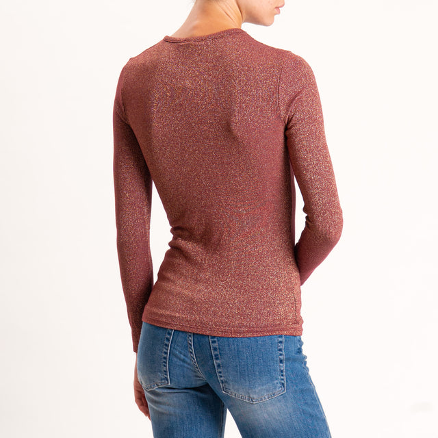 Zeroassoluto-T-shirt scollo v con lurex - vino