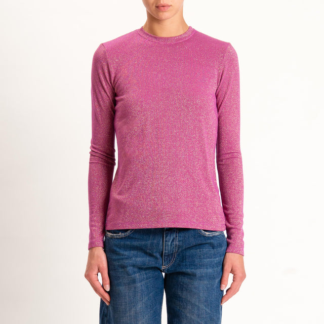 Zeroassoluto-T-shirt girocollo con lurex - ametista