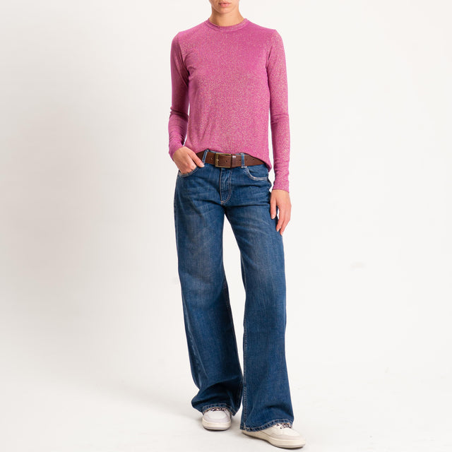 Zeroassoluto-T-shirt girocollo con lurex - ametista