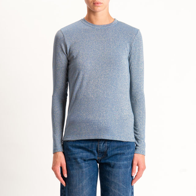 Zeroassoluto-T-shirt girocollo con lurex - avio