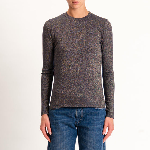 Zeroassoluto-T-shirt girocollo con lurex - blu