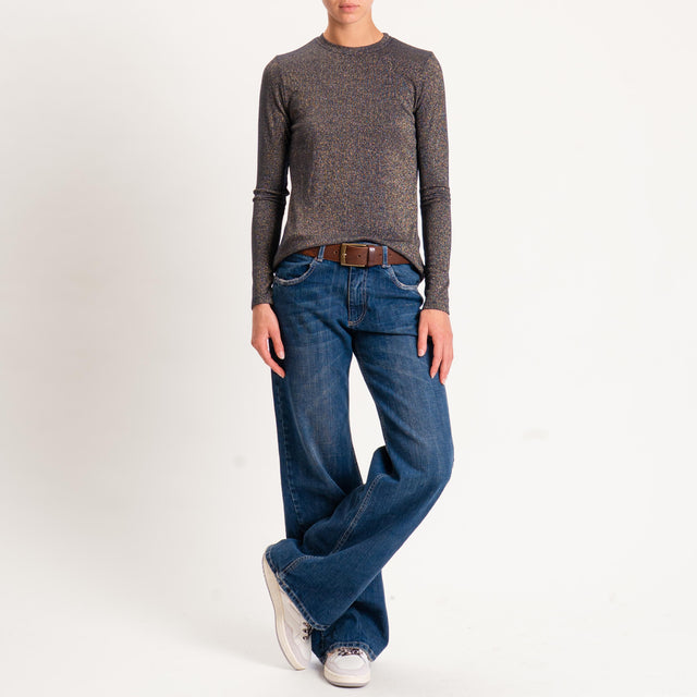 Zeroassoluto-T-shirt girocollo con lurex - blu