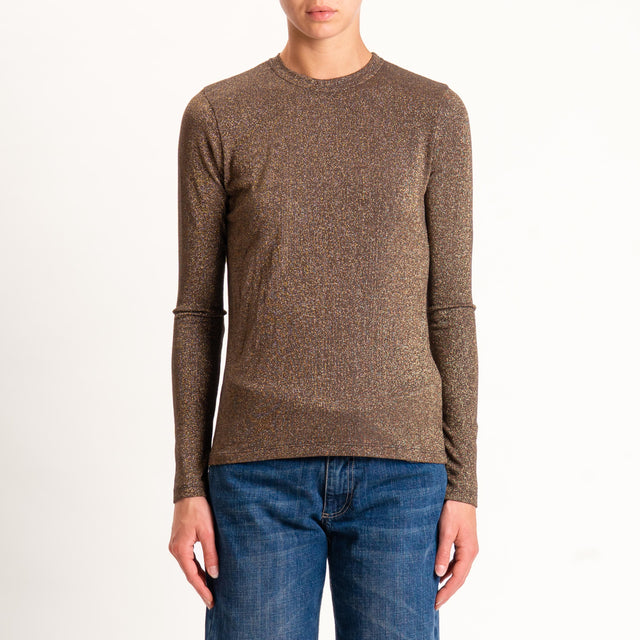 Zeroassoluto-T-shirt girocollo con lurex - moro