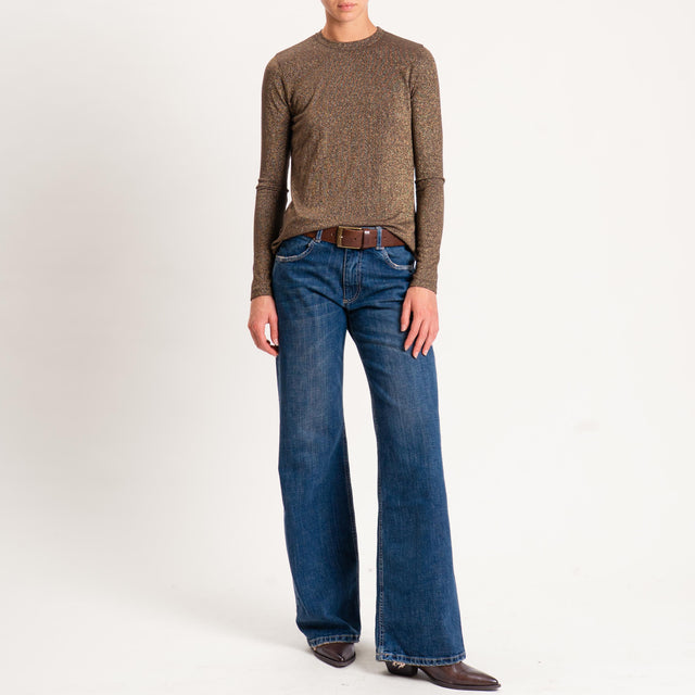 Zeroassoluto-T-shirt girocollo con lurex - moro