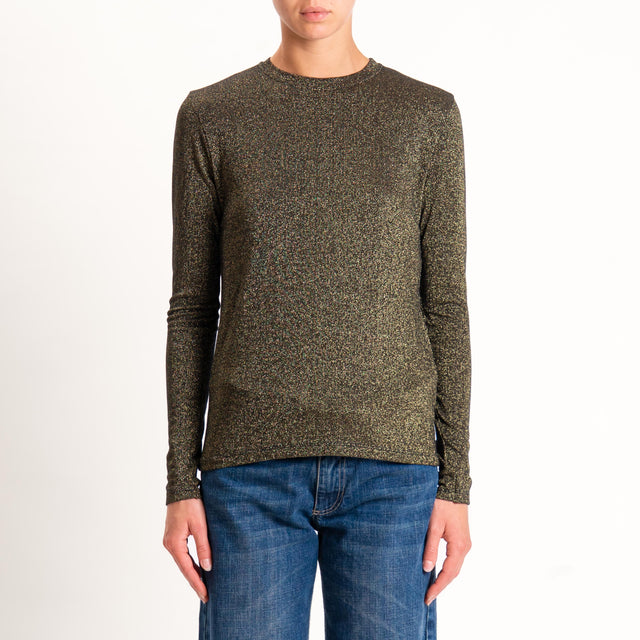 Zeroassoluto-T-shirt girocollo con lurex - nero