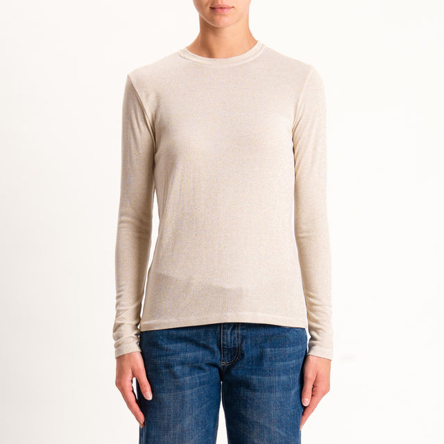 Zeroassoluto-T-shirt girocollo con lurex - oro