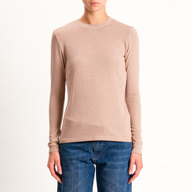 Zeroassoluto-T-shirt girocollo con lurex - rosa
