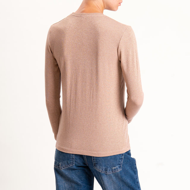 Zeroassoluto-T-shirt girocollo con lurex - rosa
