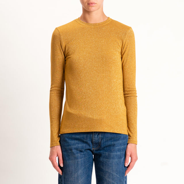 Zeroassoluto-T-shirt girocollo con lurex - Senape