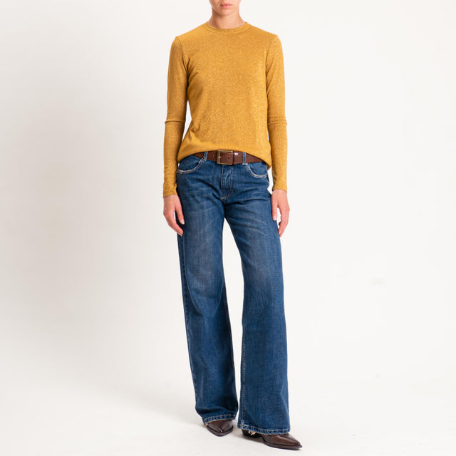 Zeroassoluto-T-shirt girocollo con lurex - Senape