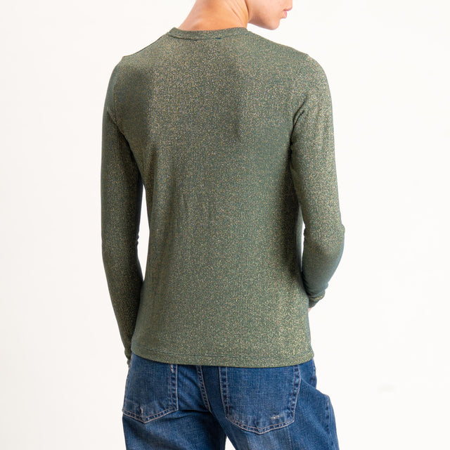 Zeroassoluto-T-shirt girocollo con lurex - verde bottiglia