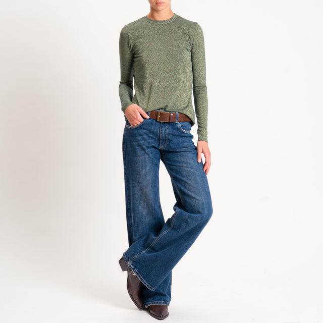 Zeroassoluto-T-shirt girocollo con lurex - verde bottiglia