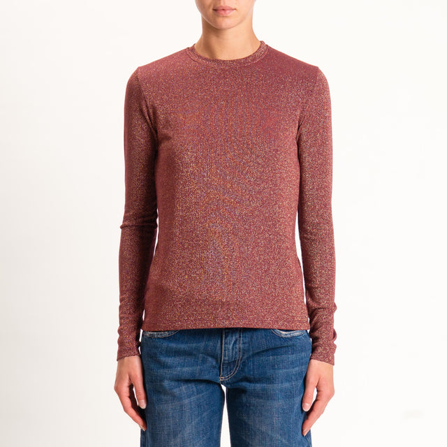 Zeroassoluto-T-shirt girocollo con lurex - vino