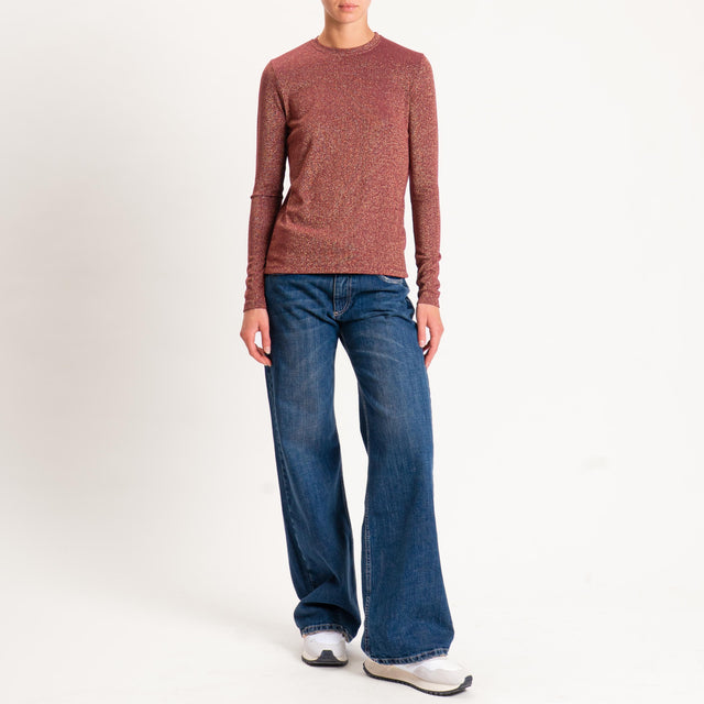 Zeroassoluto-T-shirt girocollo con lurex - vino