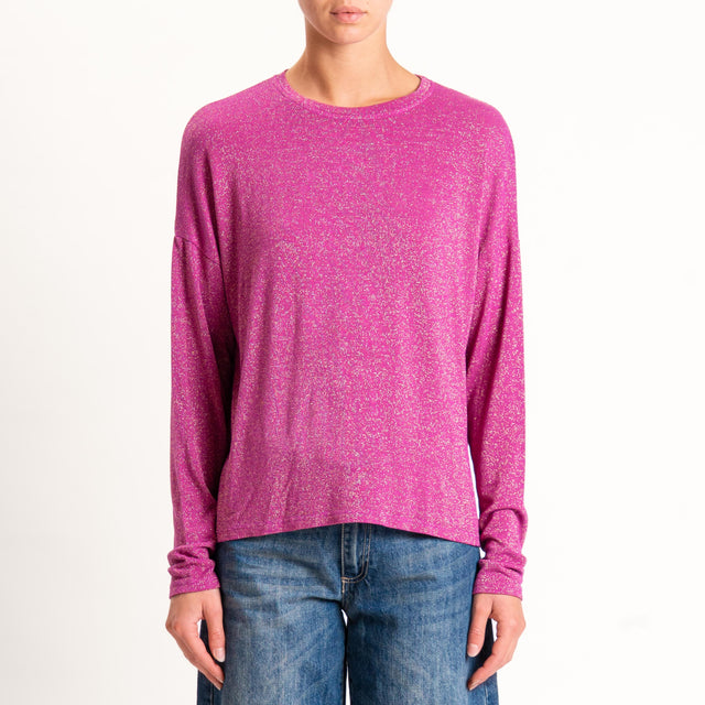 Zeroassoluto-T-shirt girocollo a scatola con lurex - ametista