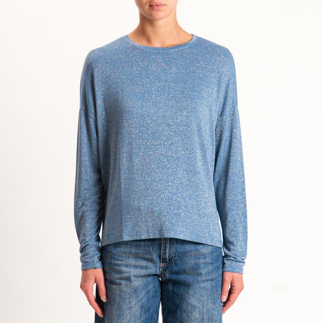 Zeroassoluto-T-shirt girocollo a scatola con lurex - avio