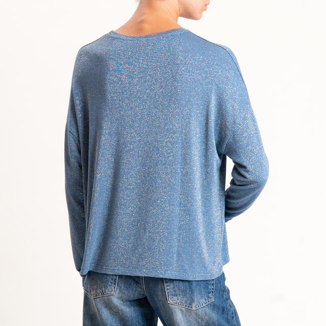 Zeroassoluto-T-shirt girocollo a scatola con lurex - avio