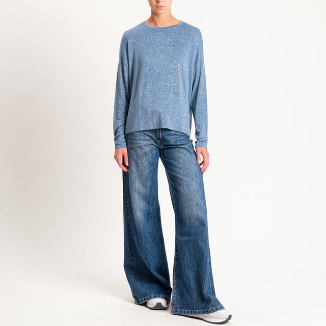 Zeroassoluto-T-shirt girocollo a scatola con lurex - avio