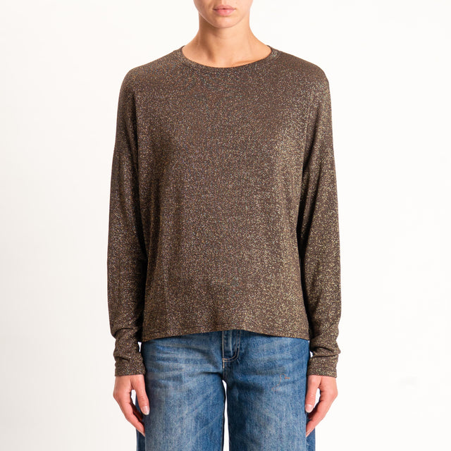 Zeroassoluto-T-shirt girocollo a scatola con lurex - moro