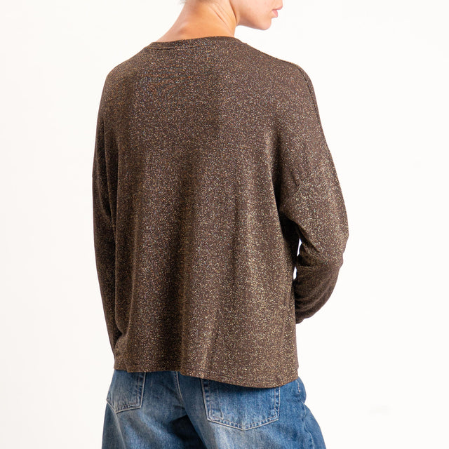 Zeroassoluto-T-shirt girocollo a scatola con lurex - moro